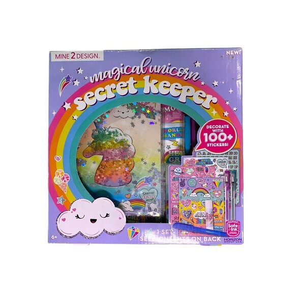 Mine 2 Design Magical Unicorn Secret Keeper Art Diary Pens Glue Stick Stickers - Picture 2 of 7